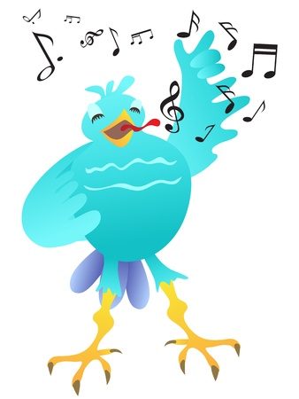 cute happy bird singing a songのイラスト素材