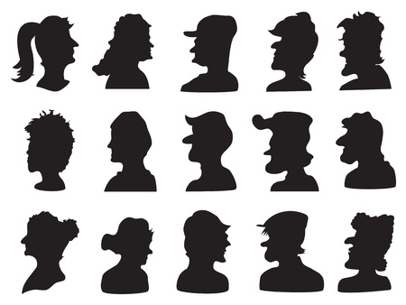 set of people profile silhouette for designのイラスト素材