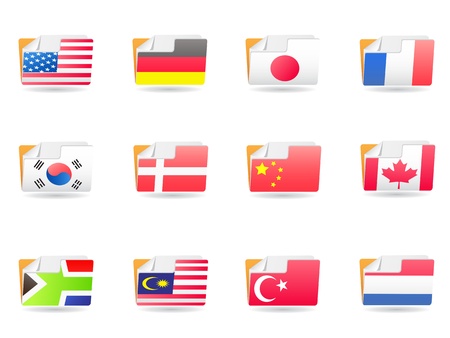 some flags design on folders icons のイラスト素材