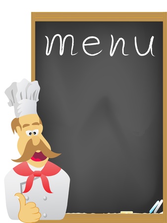 Illustration pour the chef and board for menu  - image libre de droit