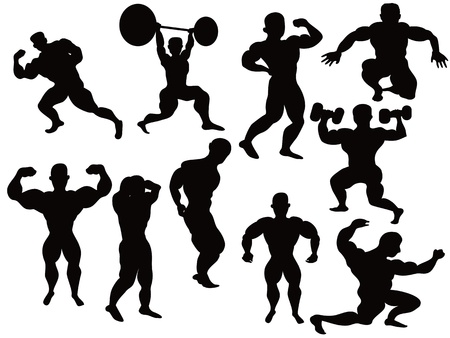 the silhouette of bodybuilders poseのイラスト素材