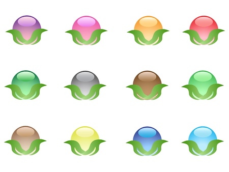 colorful leaf buttons for web designのイラスト素材