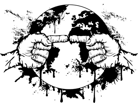 finger to finger in front of earthのイラスト素材