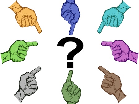 color hands pointing to suspectのイラスト素材