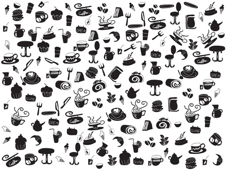 seamless doodle coffee and tea patterns for webdesignのイラスト素材