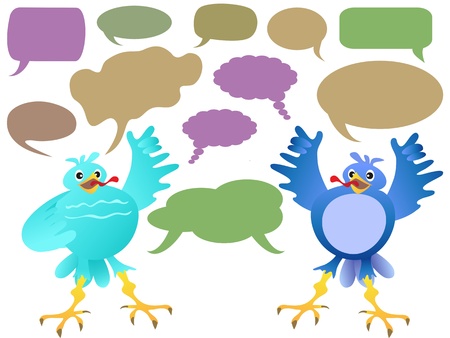 twittering birds chatting with speech bubblesのイラスト素材