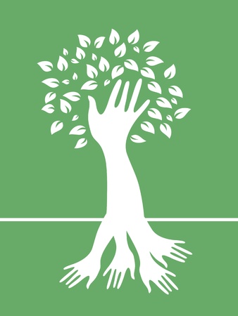the tree formed by hands for designのイラスト素材