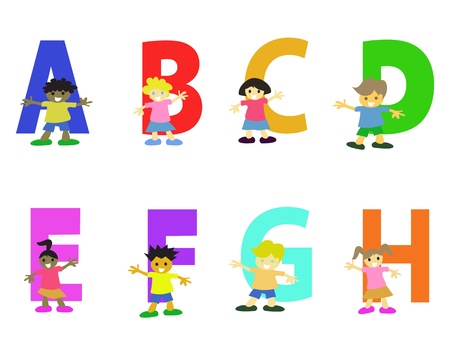happy kids cartoon alphabet collectionのイラスト素材