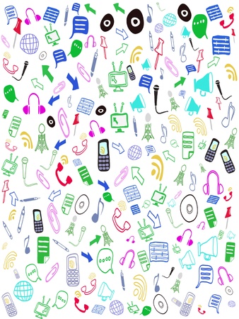 seamless doodle background formed with web iconsのイラスト素材