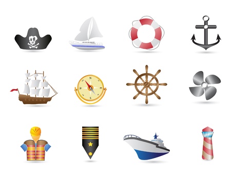 Marine, Sailing and naval icons for designのイラスト素材