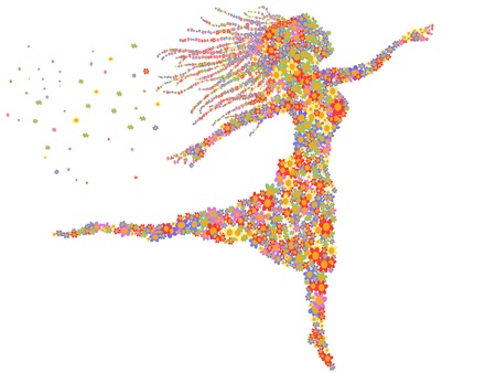 beautiful dancing girl filled with flowersのイラスト素材