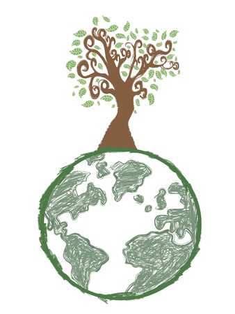 doodle image of earth treeのイラスト素材