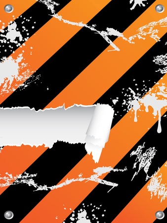 grungy hazard stripes background with ripped copy-space のイラスト素材