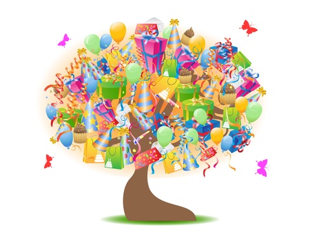 happy birthday gifts treeのイラスト素材