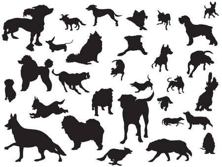 the set of dogs silhouette のイラスト素材