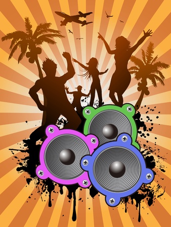 the ray background of people dancing in summerのイラスト素材