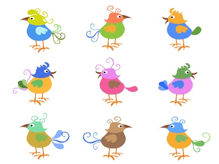 some colorful cartoon birds for designのイラスト素材