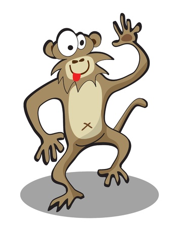 cute cartoon funny monkey on white backgroundのイラスト素材