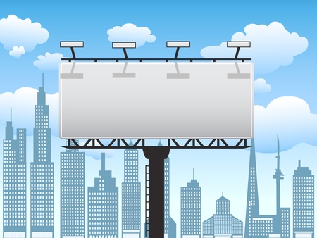 billboard standing in the city with clear blue skyのイラスト素材
