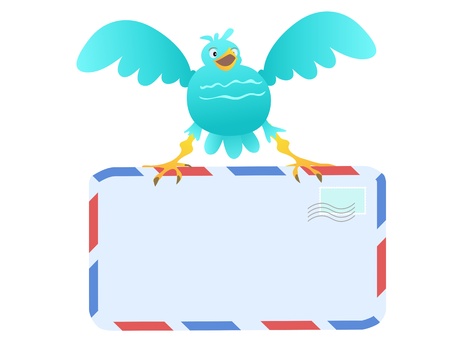 Funny Blue Bird carrying mailのイラスト素材