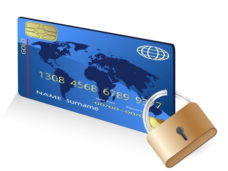 isolated credit card with lock from whiteのイラスト素材