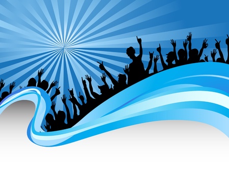 crowds on blue ray backgroundのイラスト素材