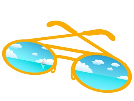 Blue sky reflecting in sunglasses ,vectorのイラスト素材