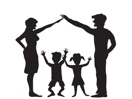 the Silhouette of family symbolのイラスト素材