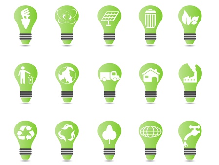 green light bulb icon set for eco designのイラスト素材