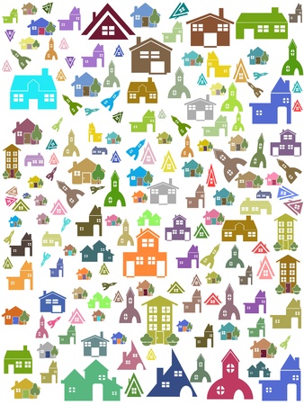 the seamless background of house patternのイラスト素材