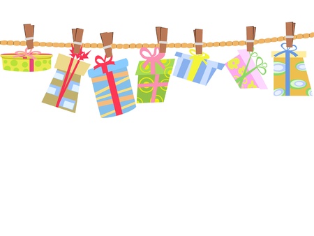 isolated hanging gift box on white backgroundのイラスト素材