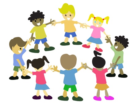 kids hand in hand around in circleのイラスト素材