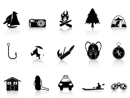 black outdoors and camping iconのイラスト素材