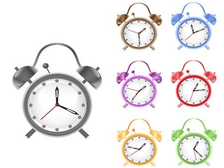 some different colorful retro alarm clockのイラスト素材