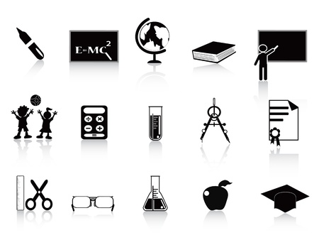 Education icon set in black colorのイラスト素材