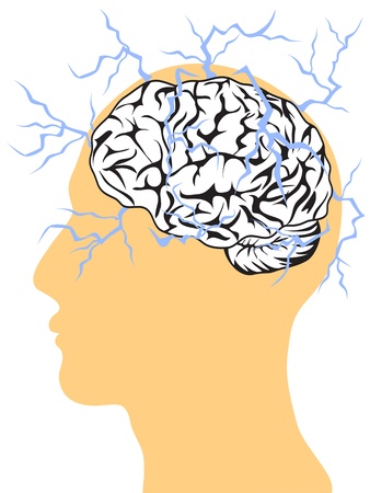 thunder inspiring brain in the headのイラスト素材