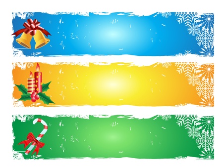 3 different color of merry christmas bannerのイラスト素材
