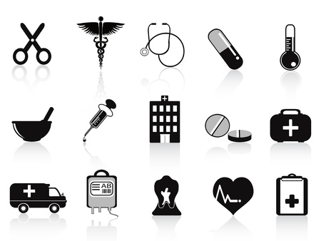 black medical icons set for medical designのイラスト素材