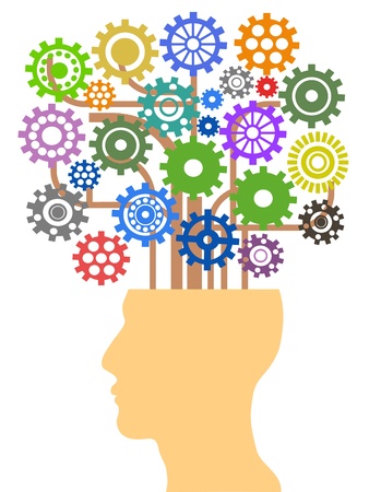 the concept of head with gear treeのイラスト素材