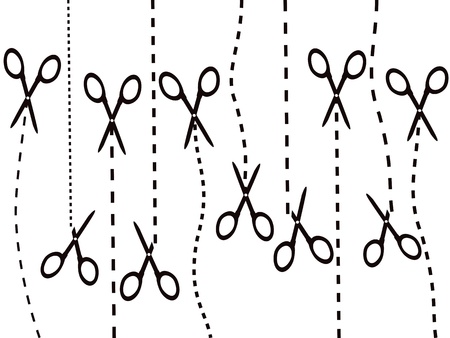 set of scissors cutting coupon lineのイラスト素材