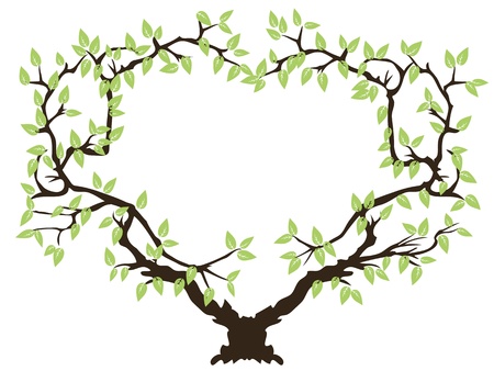 green tree with copy space in middleのイラスト素材
