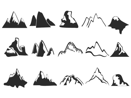 isolated mountain icons set on white backgroundのイラスト素材