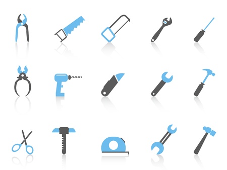 isolated simple hand tool icons with black and blue color from white backgroundのイラスト素材