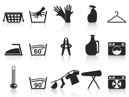 isolated black laundry icons set on white backgroundのイラスト素材