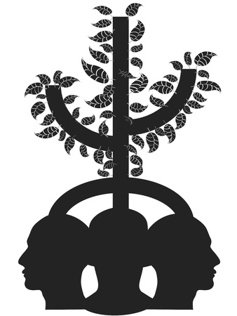 the concept of 3 heads with a tree growingのイラスト素材