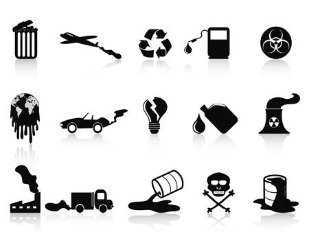 isolated black pollution icons set from white backgroundのイラスト素材