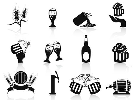 isolated black beer icons set on white backgroundのイラスト素材