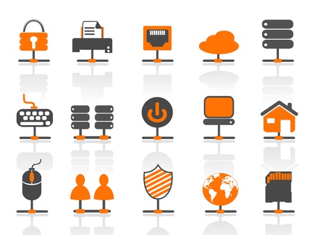 isolated network connection icons set on white backgroundのイラスト素材