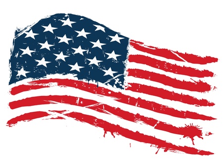 grunge background of curved usa flagのイラスト素材