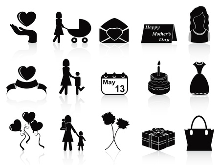 isolated happy mothers day icons set from white backgroundのイラスト素材